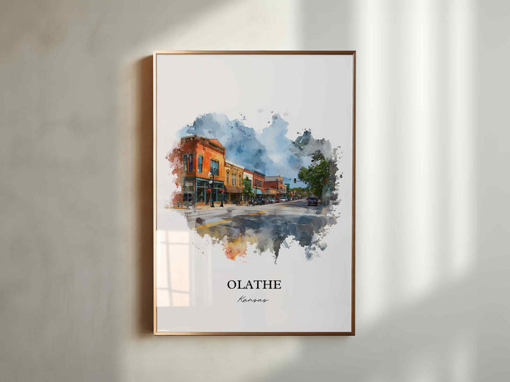 Olathe, Kansas Wall Art, Olathe Print, Olathe KS Watercolor Art, Olathe Gift, Travel Print, Travel Poster, Housewarming Gift
