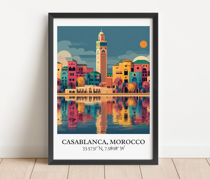 Casablanca Art, Casablanca Retro Travel Art, Morocco Home Decor, Morocco Gift, Morocco Travel Art, Travel Prints, Housewarming Gift