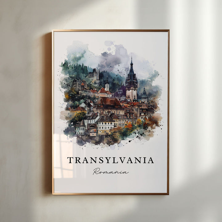 Transylvania Region Wall Art, Transylvania Romania Print, Romania Watercolor Art, Transylvania Gift, Travel Poster, Housewarming Gift