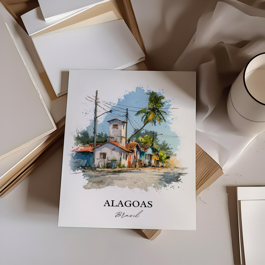Alagoas Wall Art, Alagoas Print, Alagoas Brazil Watercolor Art, Brazil Gift, Brazil Travel Print, Travel Poster, Housewarming Gift