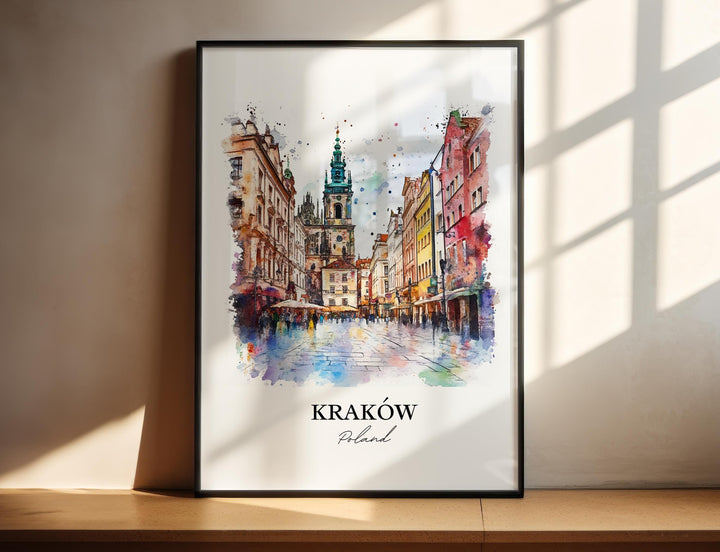 Kraków Wall Art, Kraków Poland Print, Poland Watercolor Art, Kraków Poland Gift, Travel Print, Travel Poster, Housewarming Gift