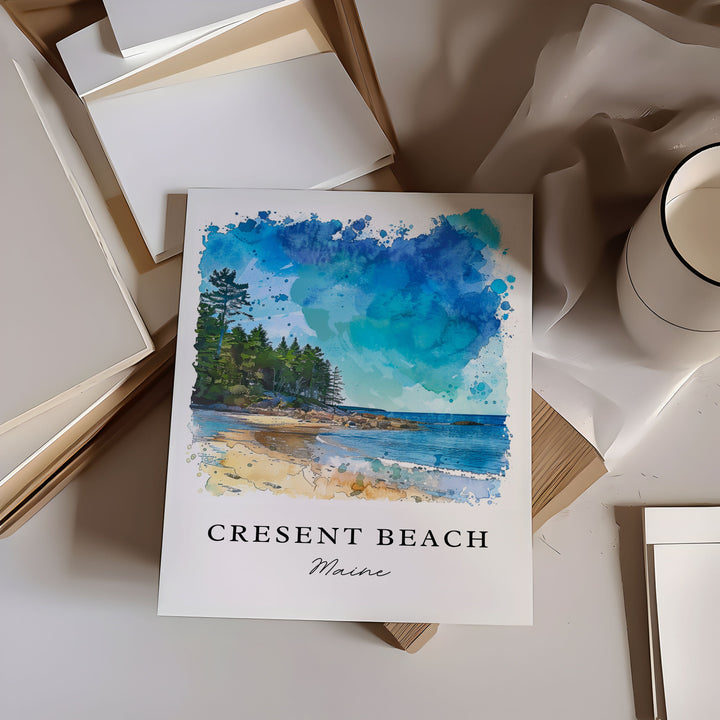 Cresent Beach Art, Cape Elizabeth Print, Maine Wall Art, Cresent Beach ME Gift, Travel Print, Travel Poster, Travel Gift, Housewarming Gift