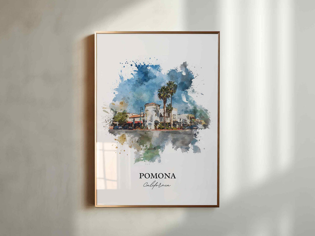 Pomona, California Wall Art, Pomona Print, Pomona Watercolor Art, San Gabriel Valley Gift, Travel Print, Travel Poster, Housewarming Gift