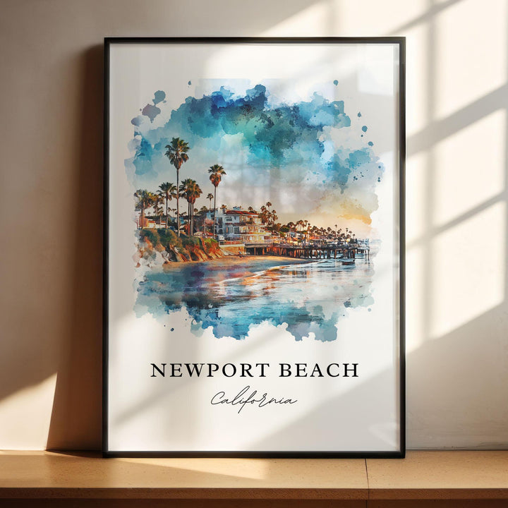 Newport Beach Wall Art, Newport Beach Print, Balboa Watercolor Art, Newport Beach Gift,