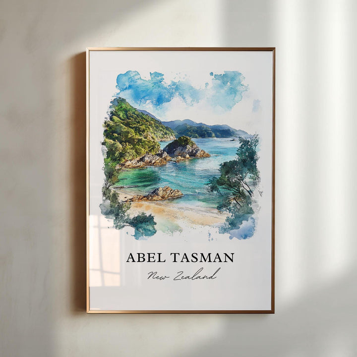 Abel Tasman National Park Art, Abel Tasman Print, South Island Watercolor, New Zealand Gift, Travel Print, Travel Poster, Housewarming Gift