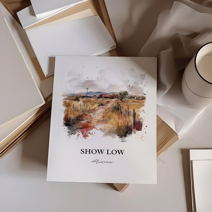 Show Low AZ Wall Art, Navajo County Print, Arizona Watercolor Art, Show Low Arizona Gift, Travel Print, Travel Poster, Housewarming Gift