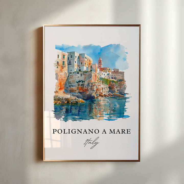 Polignano a Mare Art, Netherlands Print, Polignano a Mare Italy Watercolor, Cala Porto Gift,