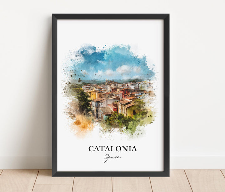 Catalonia Spain Art, Catalonia Spain Print, Spain Watercolor Art, Catalonia Spain Gift, Spain Travel Print, Travel Poster, Housewarming Gift