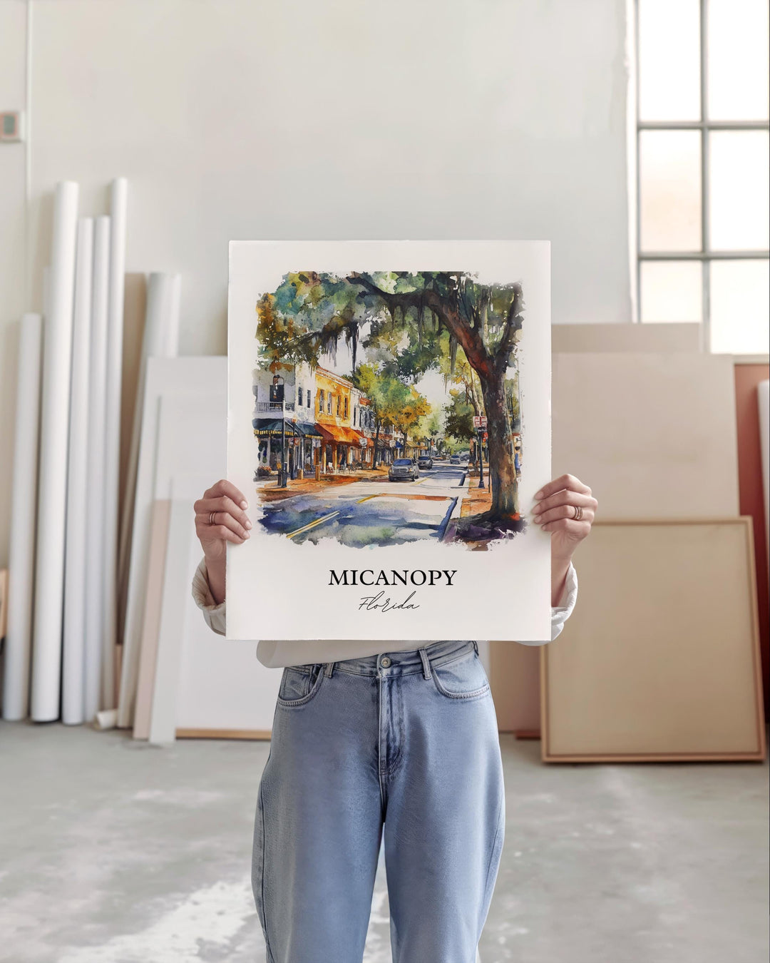 Micanopy FL Wall Art, Micanopy Print, Gainesville FL Watercolor Art, Alachua County FL Gift, Travel Print, Travel Poster, Housewarming Gift