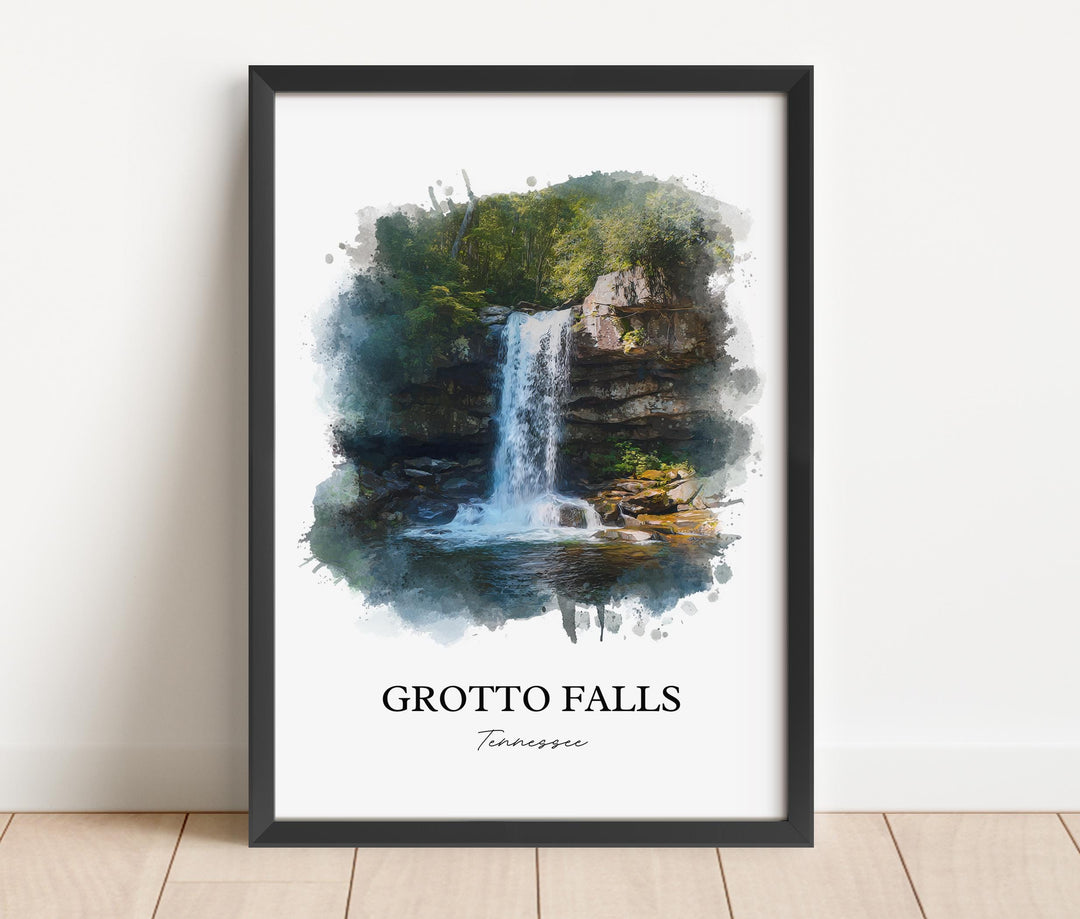 Grotto Falls Wall Art, Sevier County TN Print, Tennessee Watercolor Art, Grotto Falls Gift, Travel Print, Travel Poster, Housewarming Gift