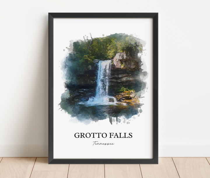 Grotto Falls Wall Art, Sevier County TN Print, Tennessee Watercolor Art, Grotto Falls Gift, Travel Print, Travel Poster, Housewarming Gift