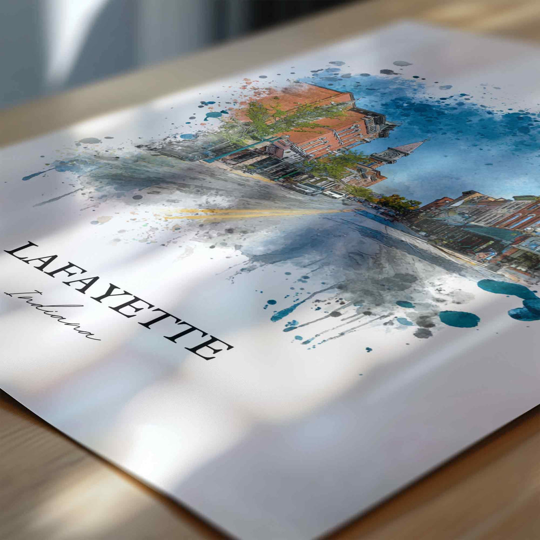 Lafayette, Indiana – Watercolor Art Print