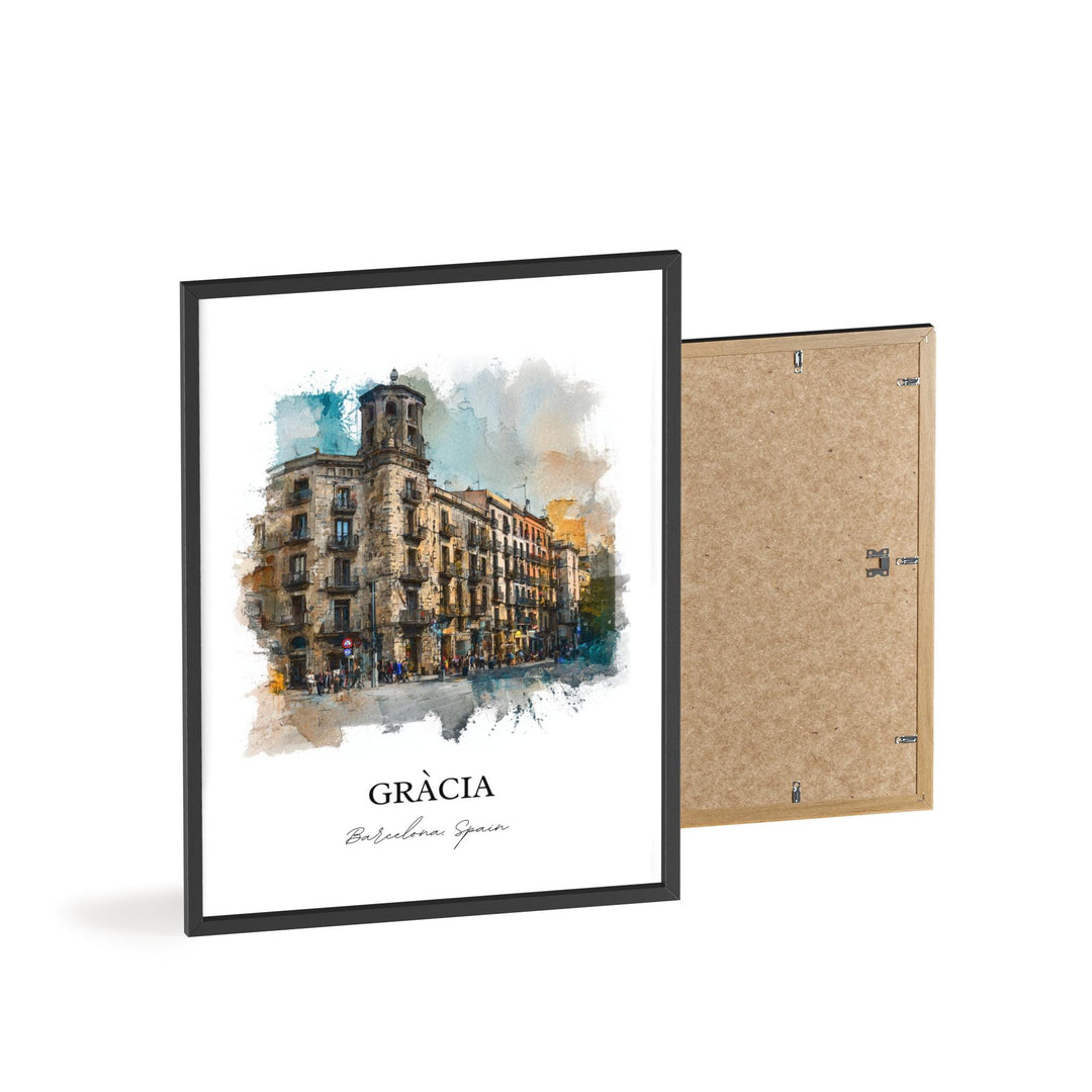 Gràcia Wall Art, Gràcia Print, Gràcia Watercolor Art, Gràcia Barcelona Gift, Travel Print, Spain Travel Poster, Spain Gift