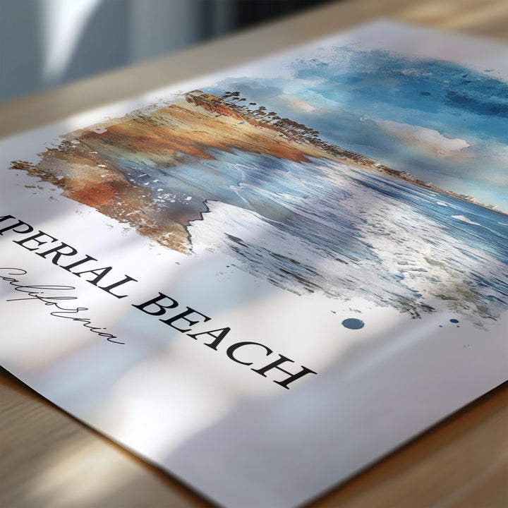 Imperial Beach CA Wall Art, San Diego Print, SoCal Watercolor Art, Imperial Beach Gift, Travel Print, Travel Poster, Housewarming Gift