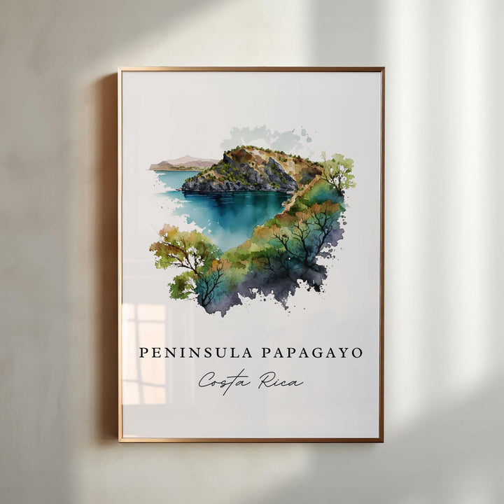 Peninsula Papagayo wall art - Costa Rica, Papagayo poster, Guanacaste CR Wedding gift, Birthday present, Custom Text, Personalised Gift