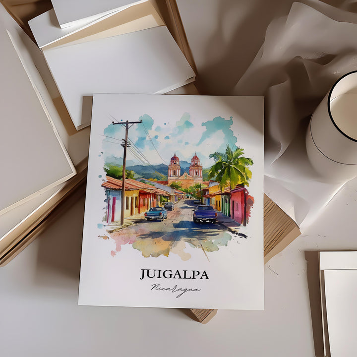 Juigalpa Wall Art, Nicaragua Print, Nicaragua Watercolor Art, Juigalpa Gift, Travel Print, Travel Poster, Housewarming Gift