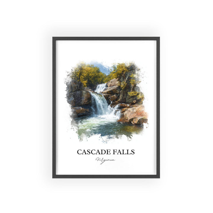 Cascade Falls Wall Art, Cascade Falls Print, Virginia Watercolor Art, Cascade Falls VA Gift, Travel Print, Travel Poster, Housewarming Gift
