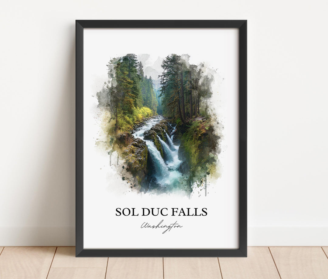 Sol Duc Falls Art, Olympic National Park Print, Washington State Artwork, Sol Duc Falls Gift, Travel Print, Travel Poster, Housewarming Gift