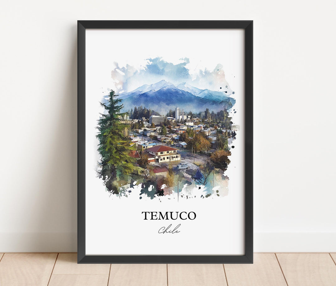 Temuco Chile Wall Art, Araucanía Region Print, Chile Watercolor Art, Temuco Chile Gift, Travel Print, Travel Poster, Housewarming Gift