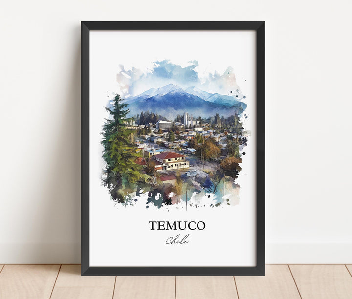 Temuco Chile Wall Art, Araucanía Region Print, Chile Watercolor Art, Temuco Chile Gift, Travel Print, Travel Poster, Housewarming Gift