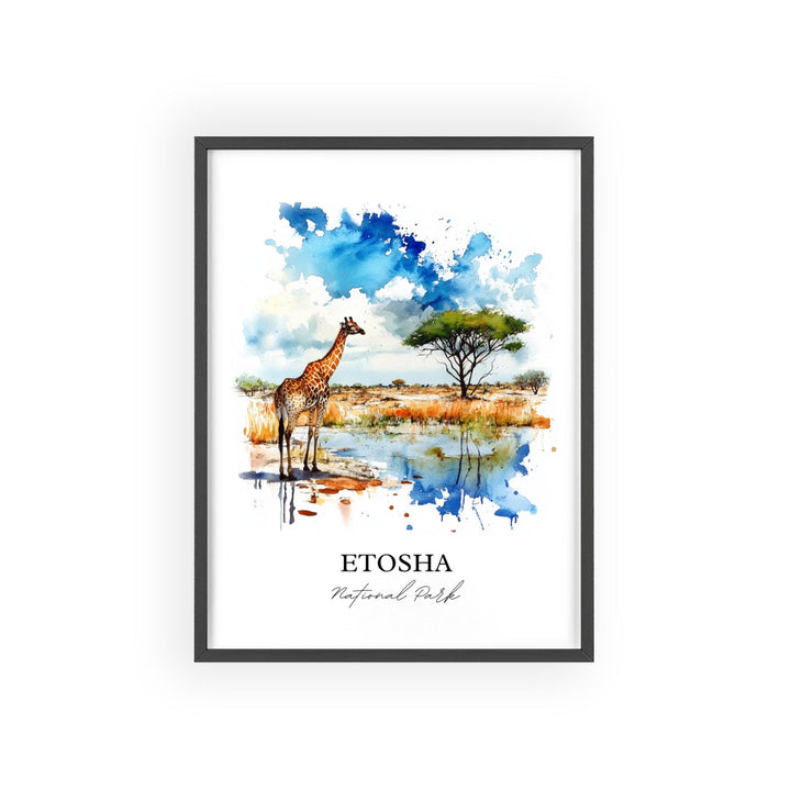 Etosha National Park Wall Art, Namibia Print, Namibia Watercolor Art, Etosha Park Gift, Travel Print, Travel Poster, Housewarming Gift