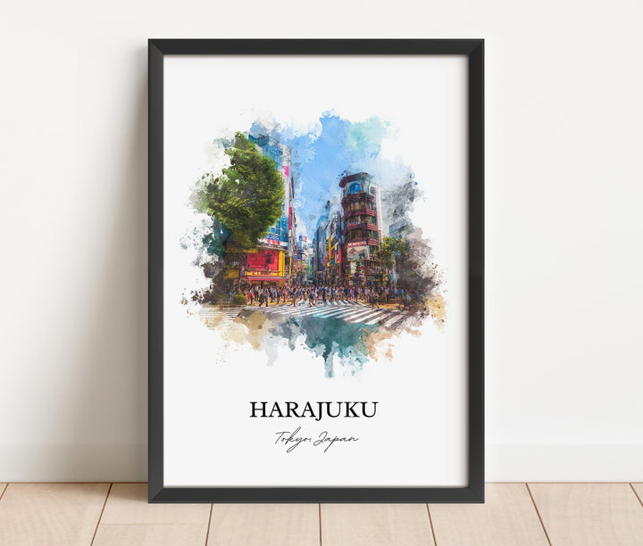 Harajuku Wall Art, Tokyo Print, Harajuku Tokyo Watercolor Art, Harajuku Japan Gift, Japan Travel Print, Tokyo Travel Poster, Harajuku Gift