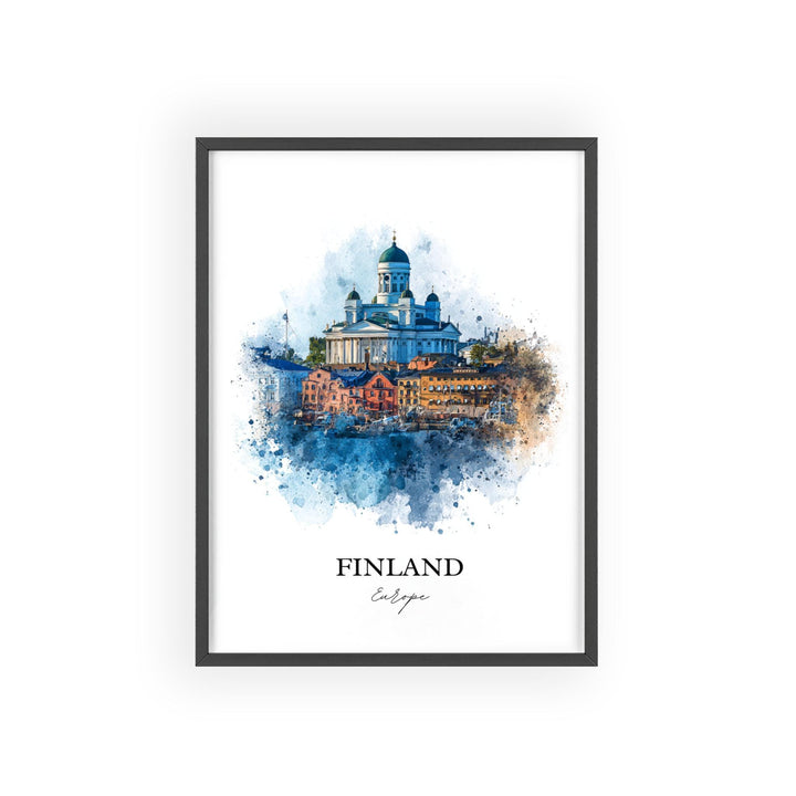 Finland Wall Art, Finland Print, Finland Watercolor Art, Finland Country Gift, Travel Print, Travel Poster, Housewarming Gift