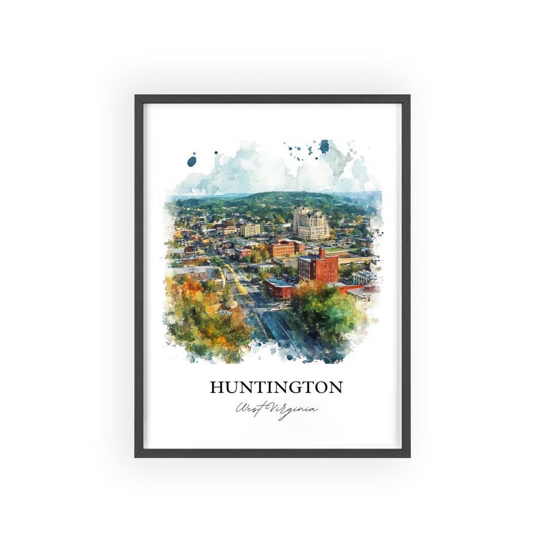 Huntington WV Wall Art, Cabell County Print, West Virginia Watercolor, Huntington WV Gift, Travel Print, Travel Poster, Housewarming Gift