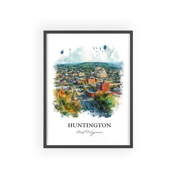 Huntington WV Wall Art, Cabell County Print, West Virginia Watercolor, Huntington WV Gift, Travel Print, Travel Poster, Housewarming Gift
