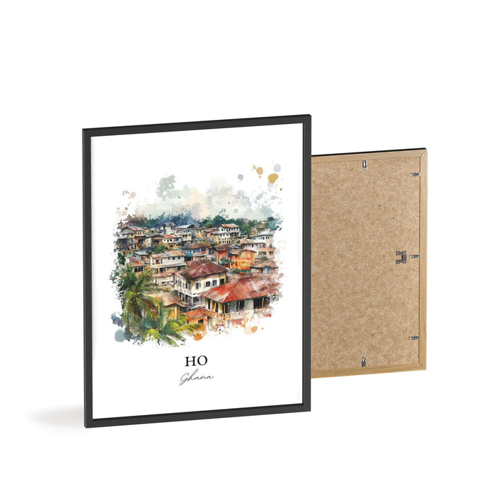 Ho Ghana Wall Art, Volta Region Print, Ghana Watercolor Art, Ho Ghana Gift, Travel Print, Travel Poster, Housewarming Gift