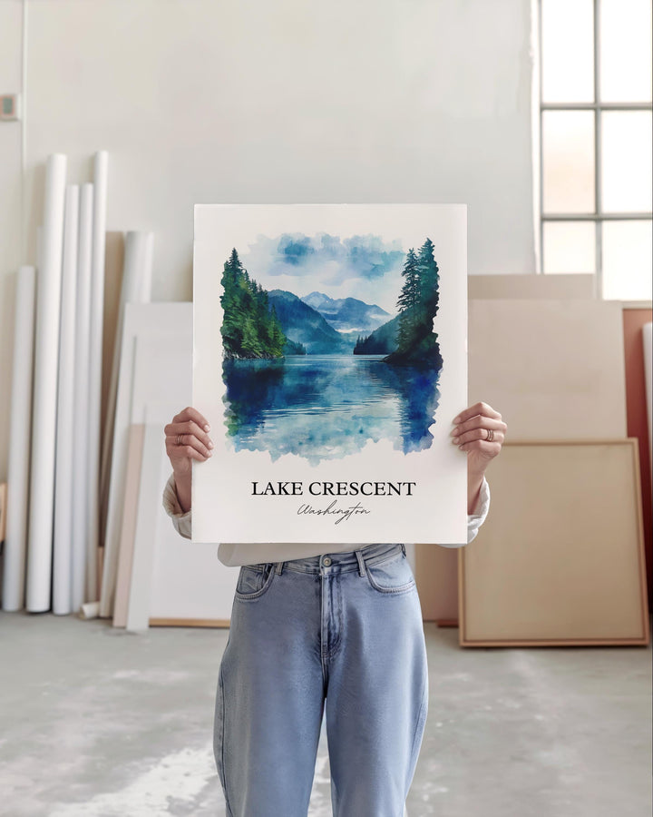 Lake Crescent WA Art, Olympic National Park Print, Washington Artwork, Lake Crescent Gift, Travel Print, Travel Poster, Housewarming Gift