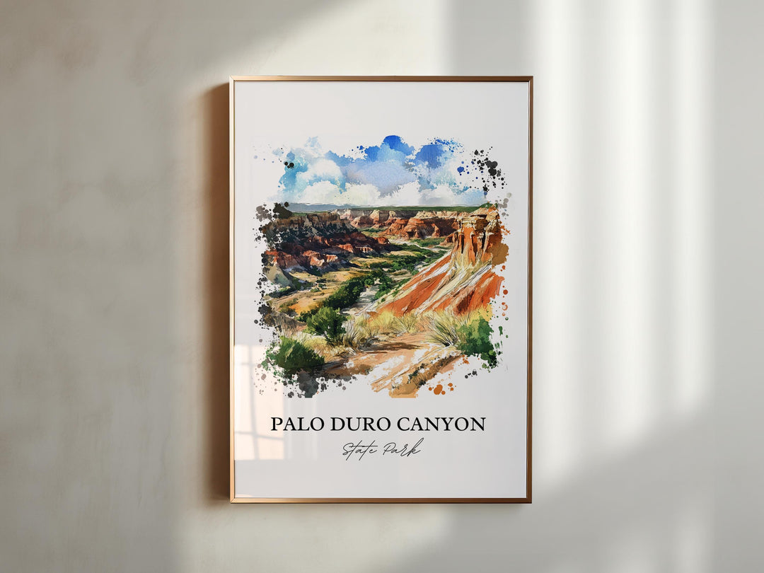 Palo Duro Canyon Wall Art, Amarillo TX Print, Texas Watercolor Art, Palo Duro Canyon Gift, Travel Print, Travel Poster, Housewarming Gift
