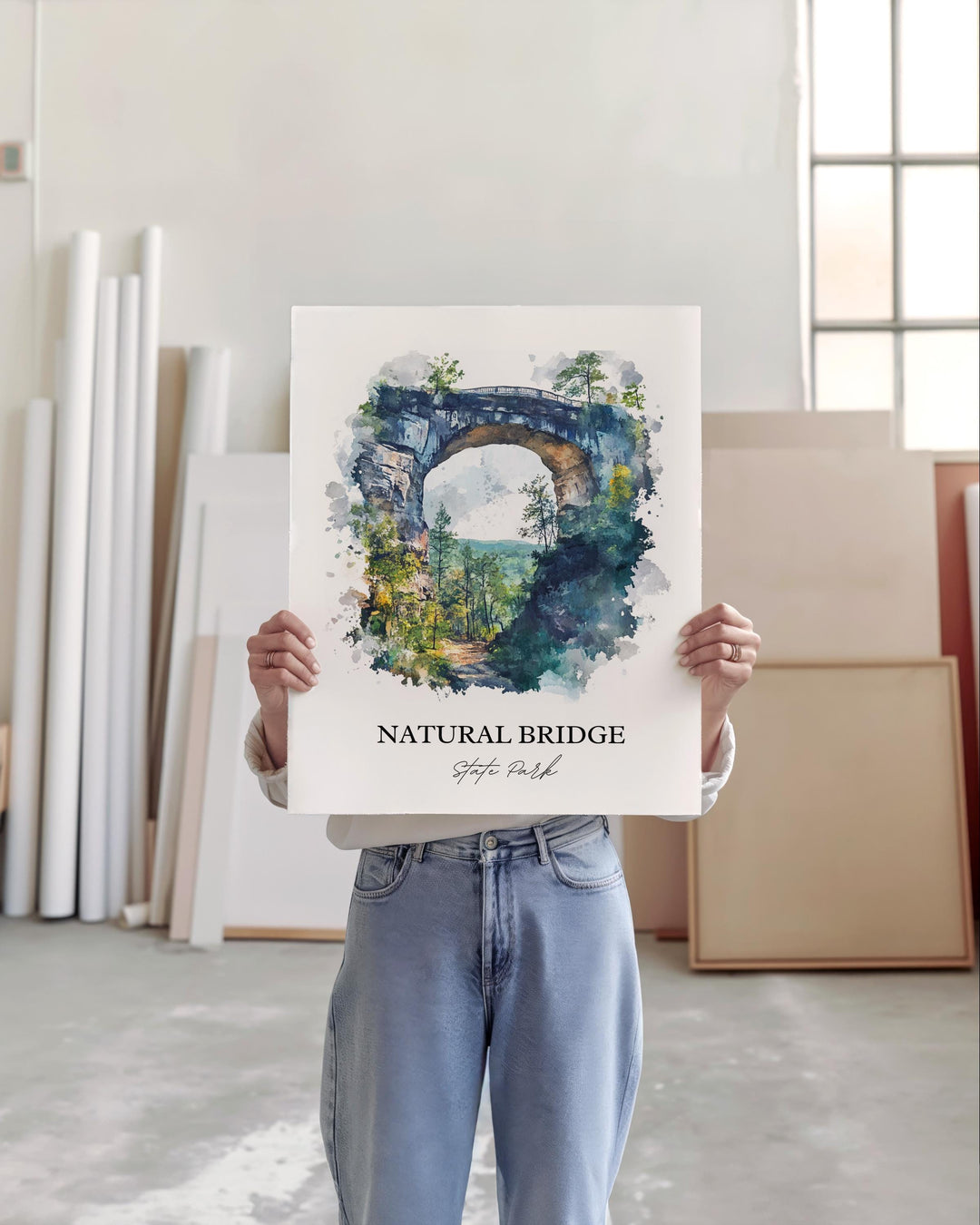 Natural Bridge State Park Art, Natural Bridge Print, Virginia Artwork, Natural Bridge Gift, Travel Print, Travel Poster, Housewarming Gift