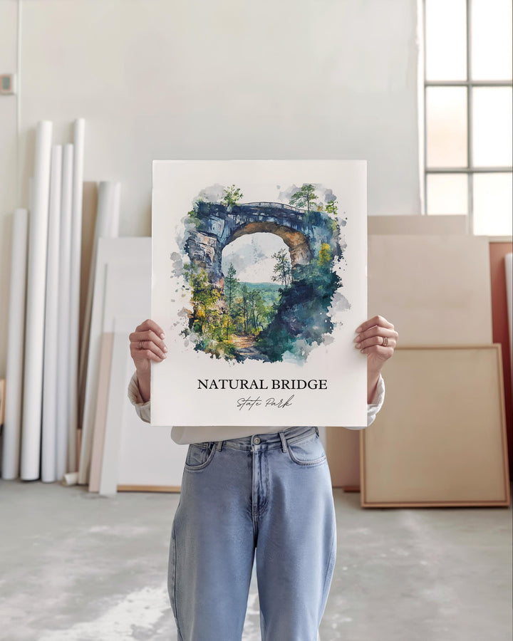 Natural Bridge State Park Art, Natural Bridge Print, Virginia Artwork, Natural Bridge Gift, Travel Print, Travel Poster, Housewarming Gift