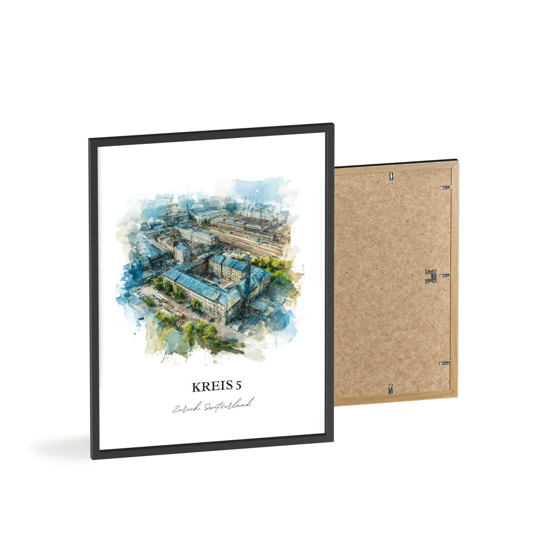 Kreis 5 Zurich Wall Art, Zurich Print, Zurich Watercolor Art, Zurich Switzerland Gift, Zurich Travel Print, Travel Poster, Housewarming Gift