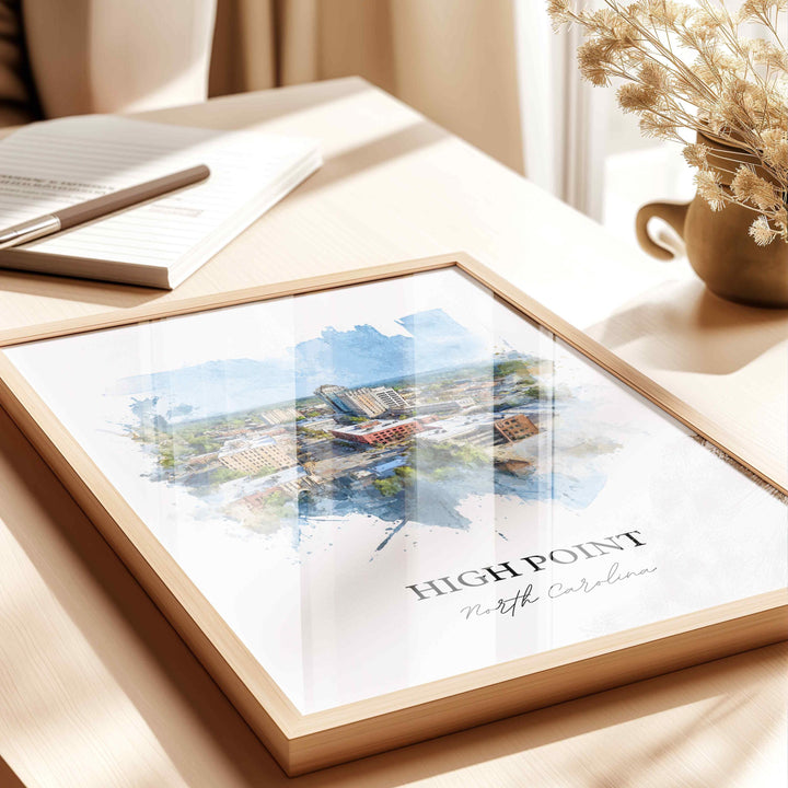 High Point, North Carolina – Watercolor Art Print