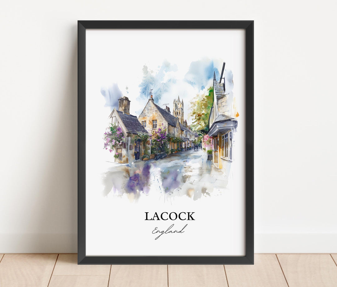 Lacock England Wall Art, Lacock Print, Wiltshire Watercolor Art, Lacock Gift, Travel Print, Travel Poster, Housewarming Gift