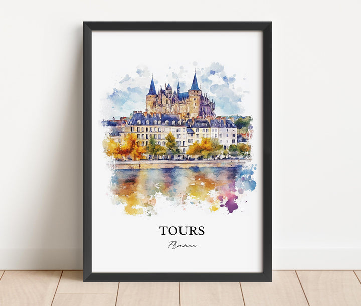 Tours France Wall Art, Indre-et-Loire Print, France Watercolor Art, Tours France Gift, Travel Print, Travel Poster, Housewarming Gift