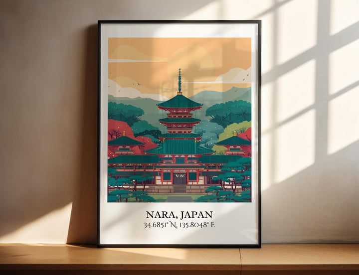 Nara Japan Art, Nara Retro Travel Art, Nara Japan Home Decor, Japan Gift, Japan Travel Art, Travel Prints, Housewarming Gift