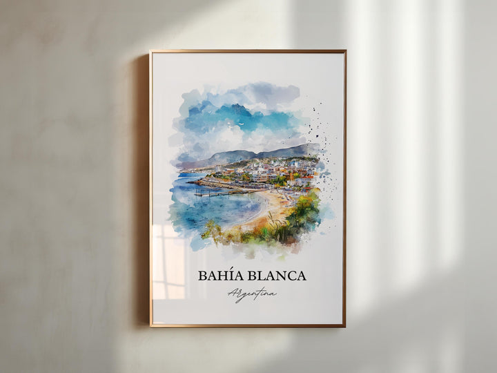 Bahia Blanca Wall Art, Buenos Aires Print, Argentina Watercolor Art, Bahia Blanca Gift, Travel Print, Travel Poster, Housewarming Gift