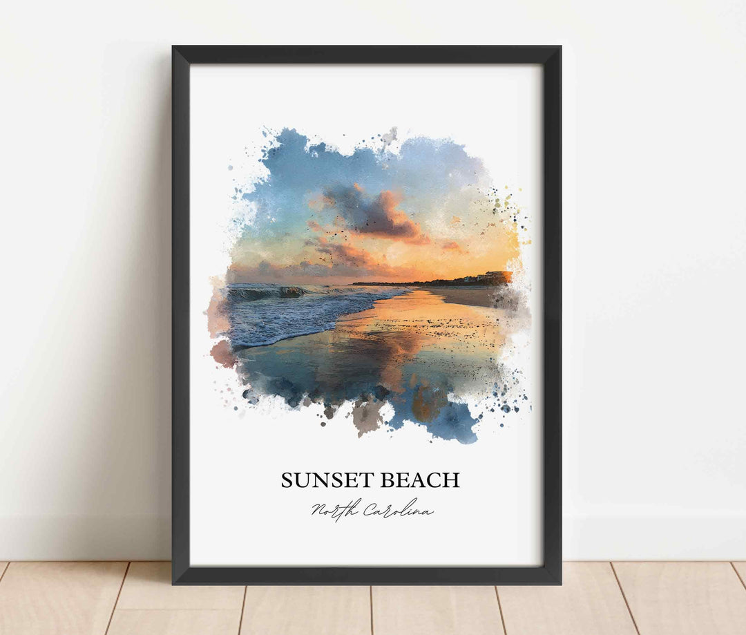 Sunset Beach, North Carolina – Watercolor Art Print
