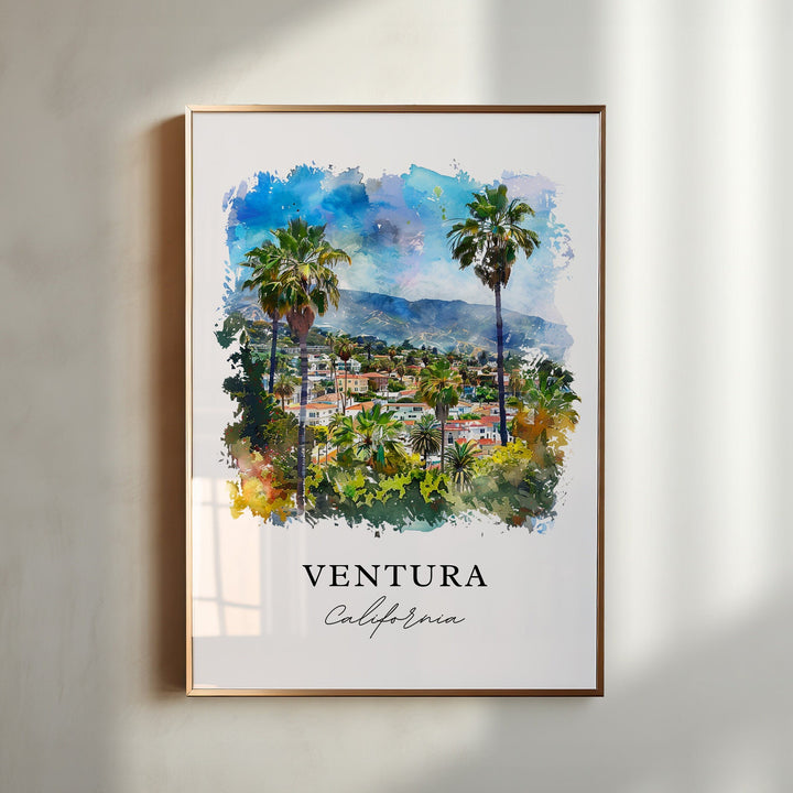 Ventura California Wall Art, Ventura CA Print, Ventura Watercolor, San Buenaventura Gift,