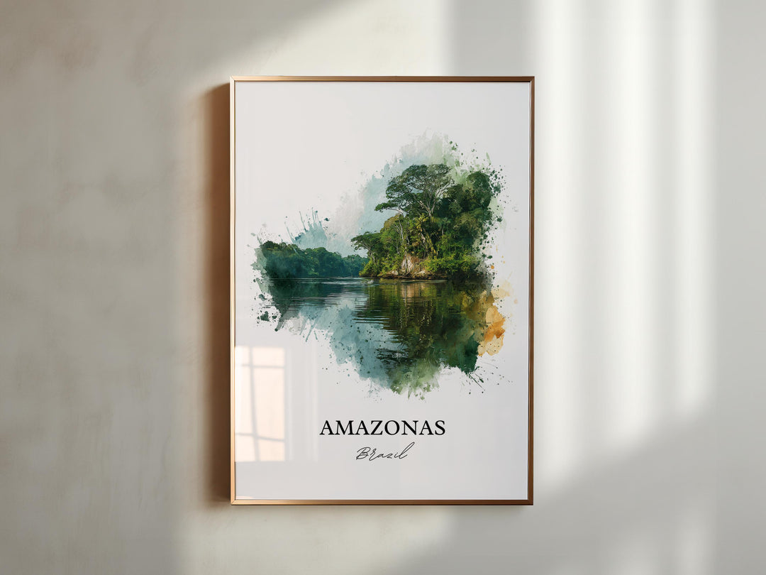Amazonas Brazil Wall Art, Amazonas Print, Brazil Watercolor Art, Amazonas Brazil Gift, Travel Print, Travel Poster, Housewarming Gift