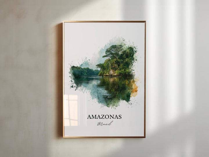 Amazonas Brazil Wall Art, Amazonas Print, Brazil Watercolor Art, Amazonas Brazil Gift, Travel Print, Travel Poster, Housewarming Gift