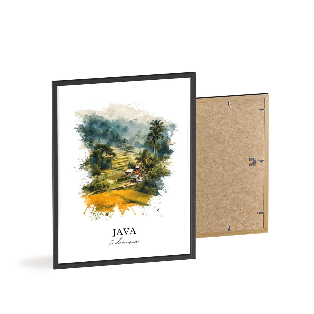 Java Indonesia Art, Indonesia Print, Indonesia Watercolor, Java Indonesia Gift, Indonesia Travel Print, Travel Poster, Housewarming Gift