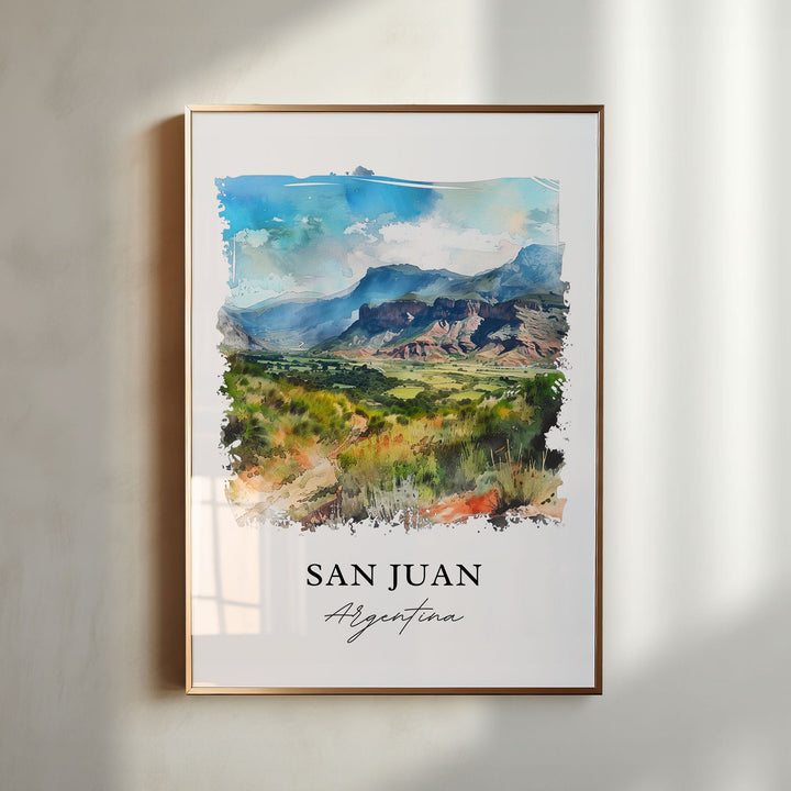 San Juan Argentina Art, San Juan Print, Argentina Watercolor, Argentina Gift,