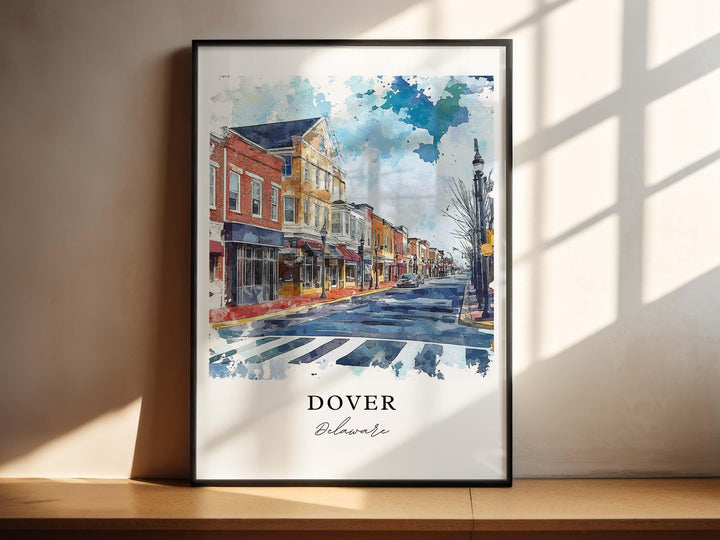 Dover DE Wall Art, Dover Delaware Print, Dover Delaware Watercolor Art, Dover Delaware Gift, Travel Poster, Housewarming Gift