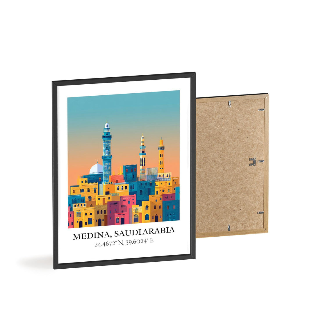 Medina Art, Medina Retro Travel Art, Medina Saudi Arabia Decor, Saudi Arabia Gift, Saudi Arabia Artwork, Travel Prints, Housewarming Gift