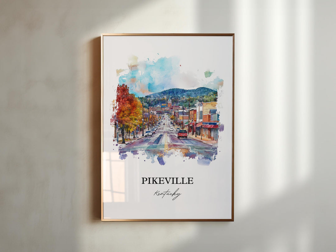 Pikeville KY Wall Art, Pike County Print, Kentucky Watercolor Art, Pikeville Gift, Travel Print, Travel Poster, Housewarming Gift