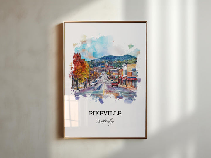Pikeville KY Wall Art, Pike County Print, Kentucky Watercolor Art, Pikeville Gift, Travel Print, Travel Poster, Housewarming Gift